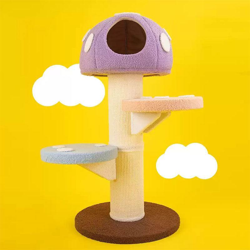 Colorful Mushroom Cat Climbing Tree Tower