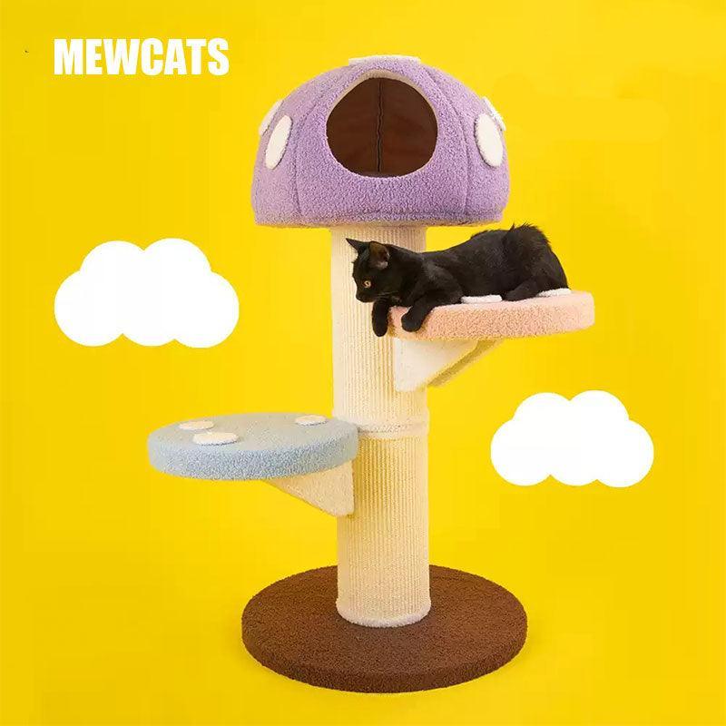 Colorful Mushroom Cat Climbing Tree Tower
