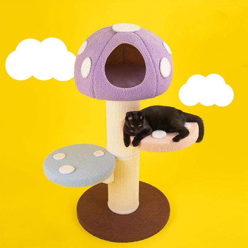 Colorful Mushroom Cat Climbing Tree Tower