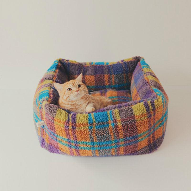 Colorful Plaid Warm Cat Sofa Bed