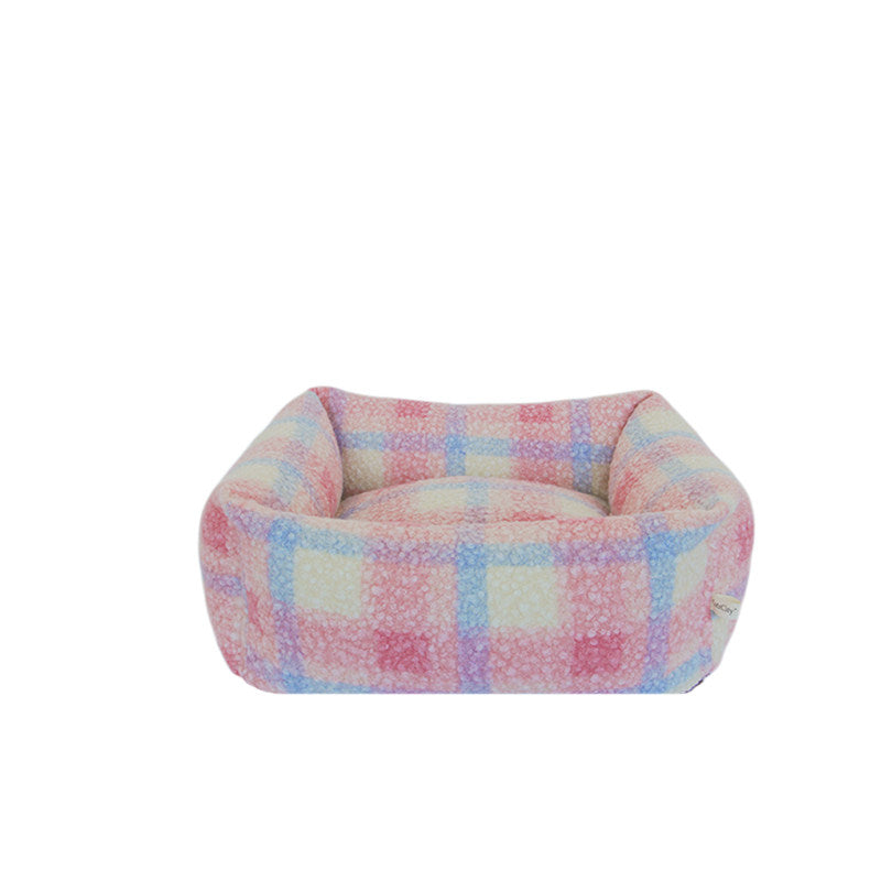 Colorful Plaid Warm Cat Couch Bed