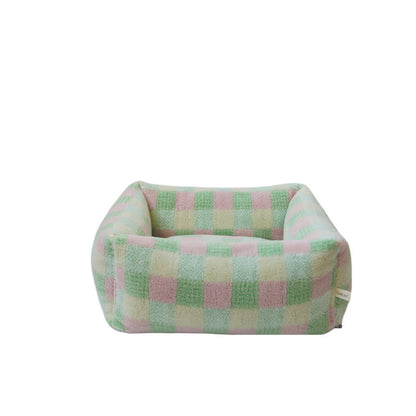 Colorful Plaid Warm Cat Couch Bed