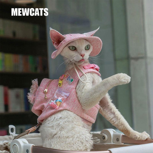 Cowboy Hairless Cat Clothes Hat Sphynx Leash