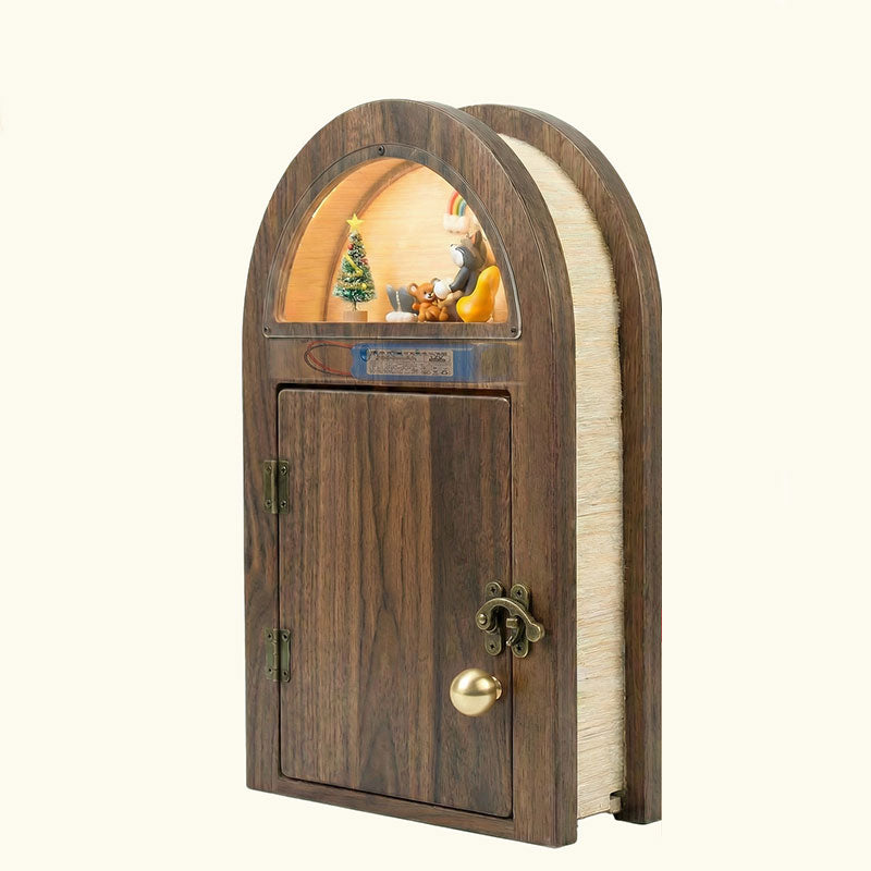 Creative Custom Wooden Cat Door with Light