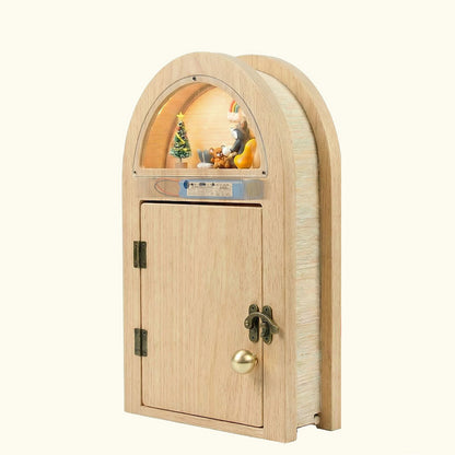 Creative Custom Wooden Cat Door with Light