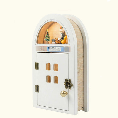 Creative Custom Wooden Cat Door with Light