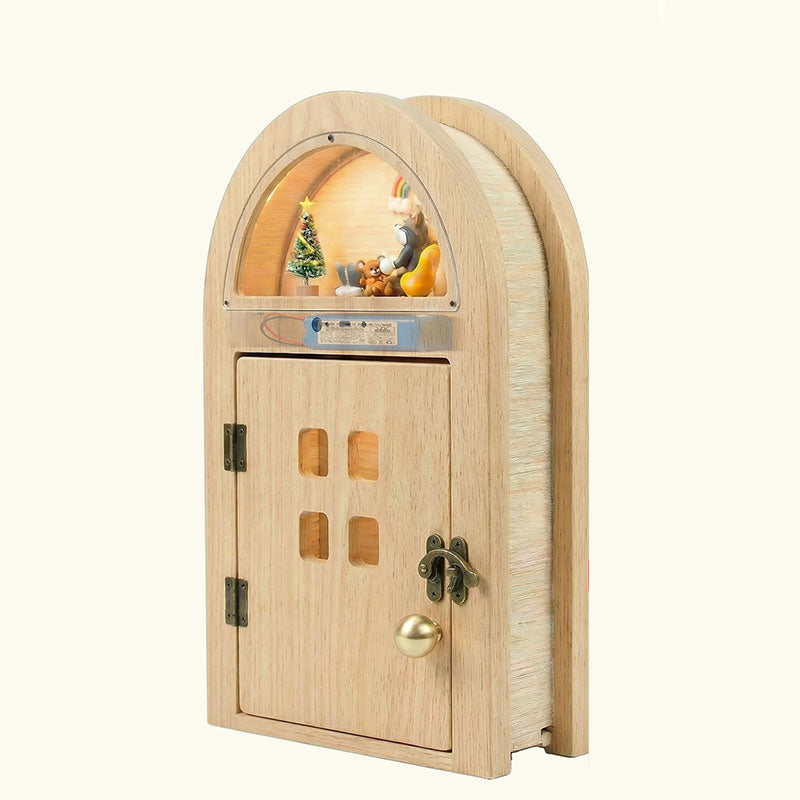 Creative Custom Wooden Cat Door with Light