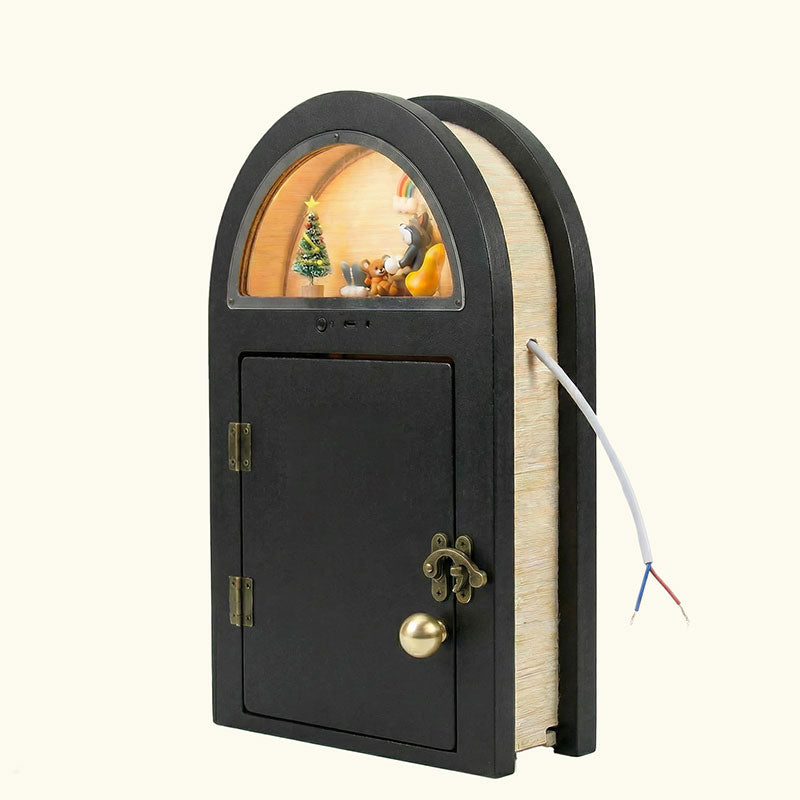 Creative Custom Wooden Cat Door with Light