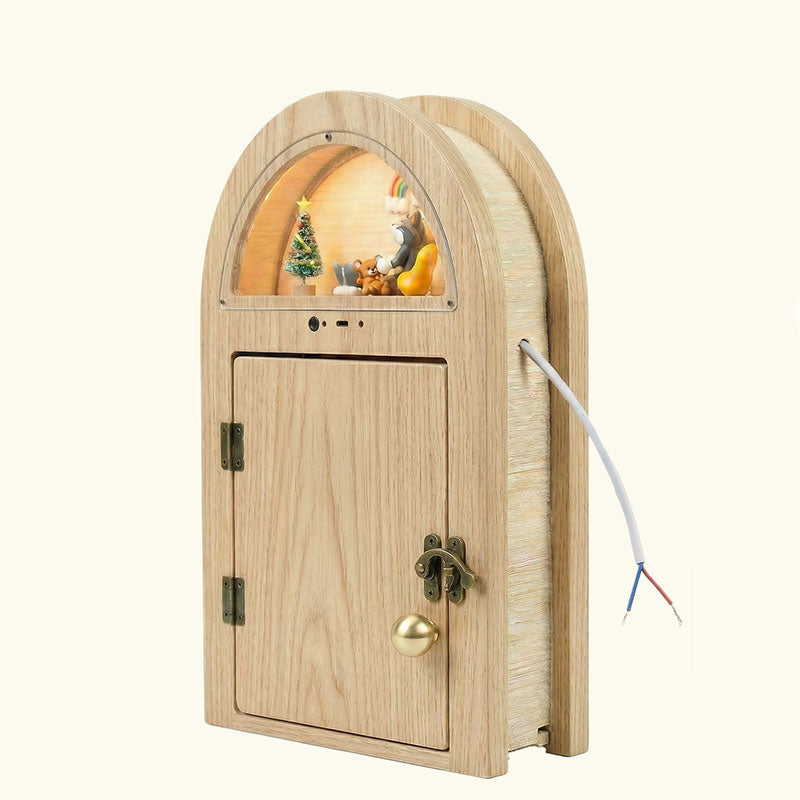 Creative Custom Wooden Cat Door with Light