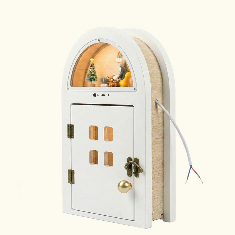 Creative Custom Wooden Cat Door with Light