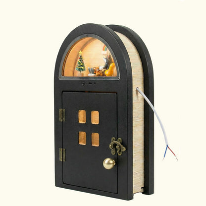 Creative Custom Wooden Cat Door with Light