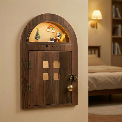 Creative Custom Wooden Cat Door with Light