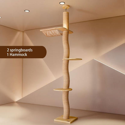 Curved Wood Floor to Ceiling Cat Climbing Tree