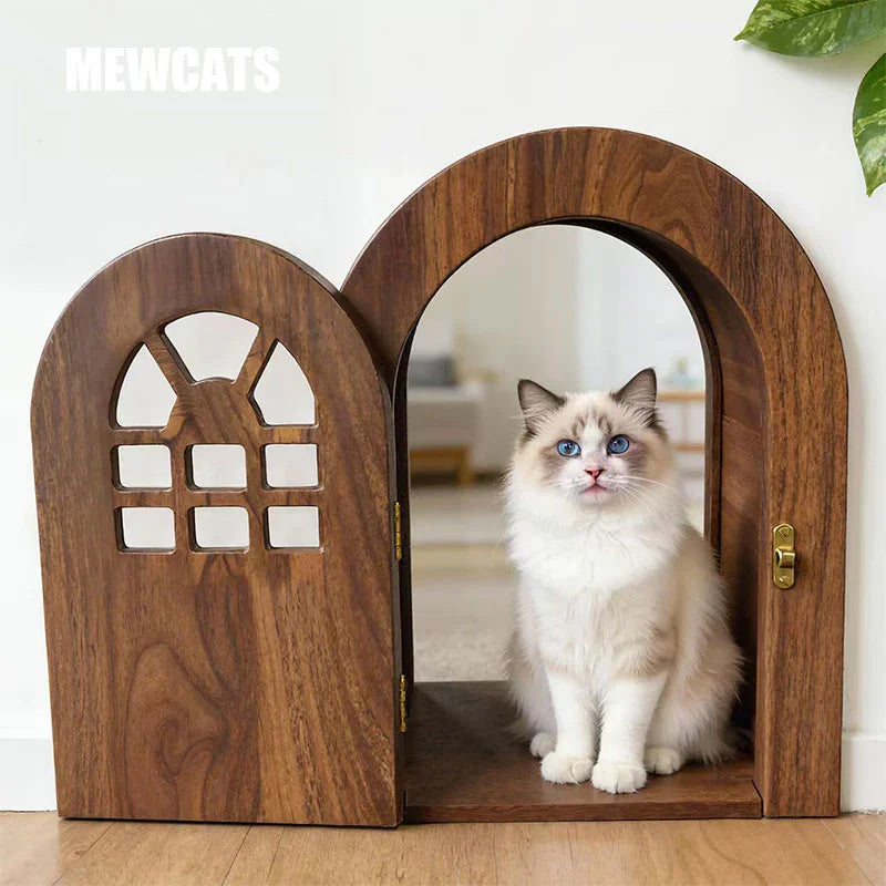 Custom Solid Wood Cat Door for Walls & Doors