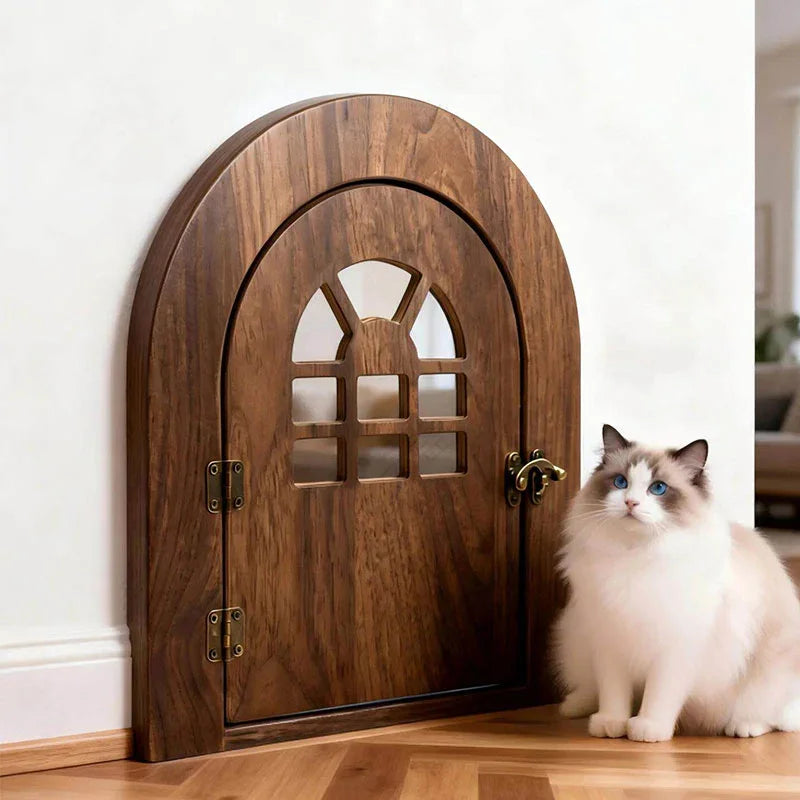 Custom Solid Wood Cat Door for Walls & Doors