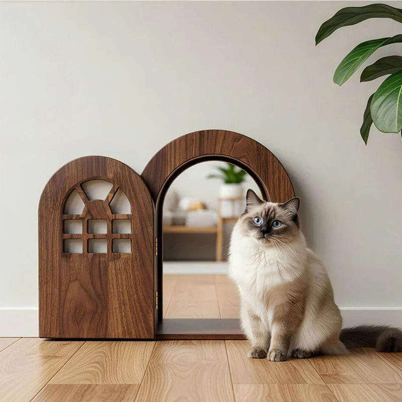 Custom Solid Wood Cat Door for Walls & Doors