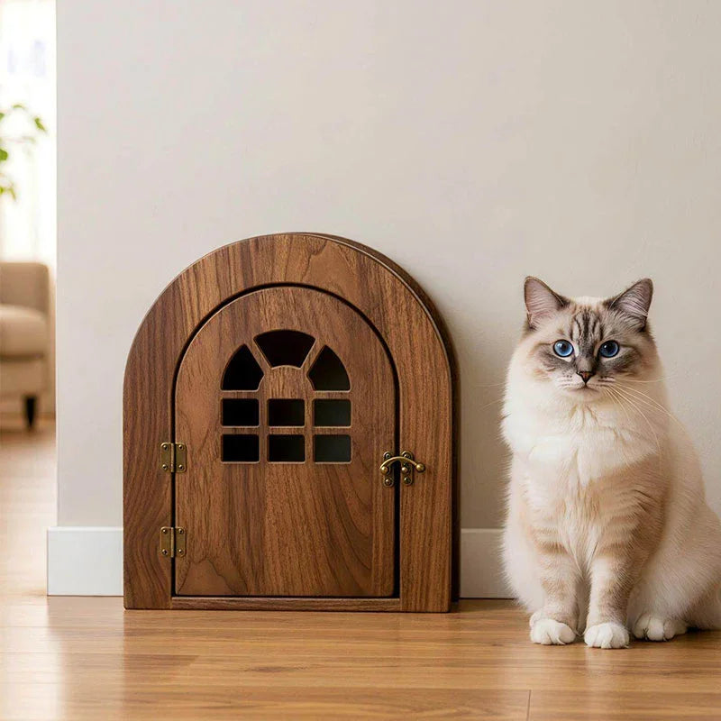 Custom Solid Wood Cat Door for Walls & Doors