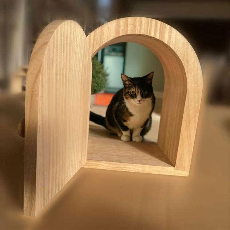 Customized Solid Wood Cat Door with Window