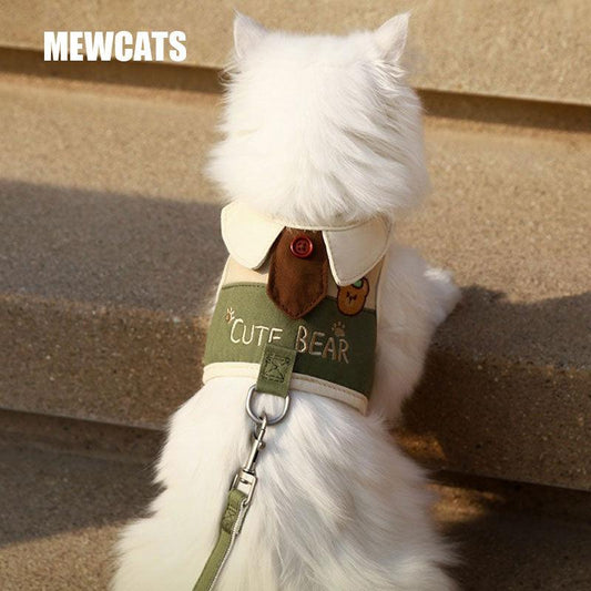 Cute Bear Cat Harness Leash Set Escape Proof