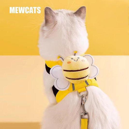 Cute Bee Cat Leash Harness Escape Proof