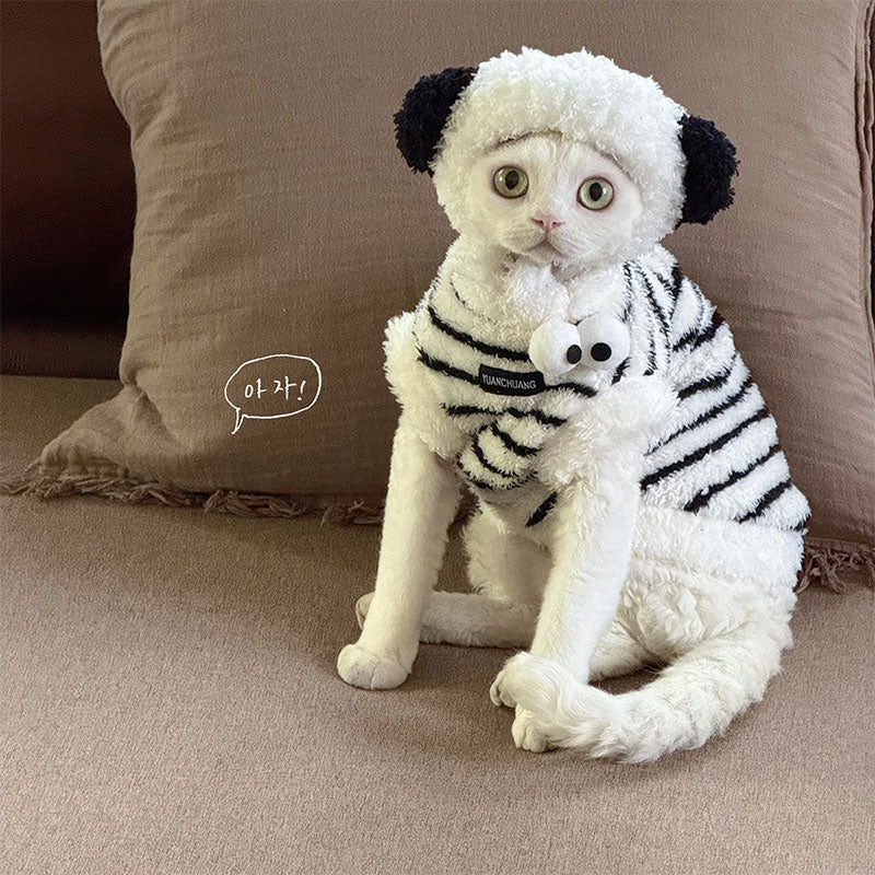 Cute Zebra Stripe Warm Clothes for Hairless Cats