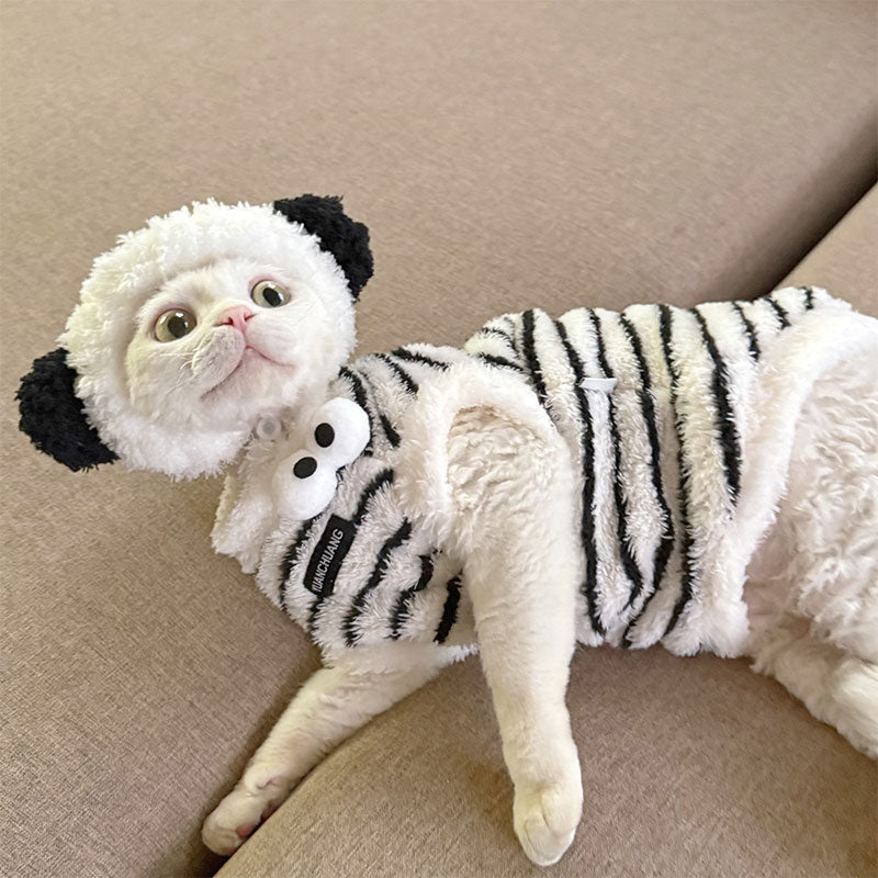Cute Zebra Stripe Warm Clothes for Hairless Cats