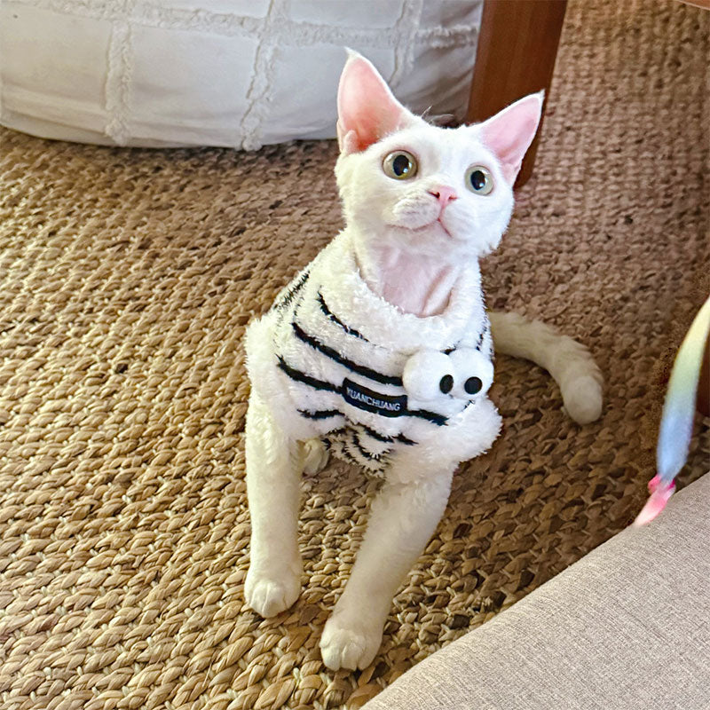 Cute Zebra Stripe Warm Clothes for Hairless Cats