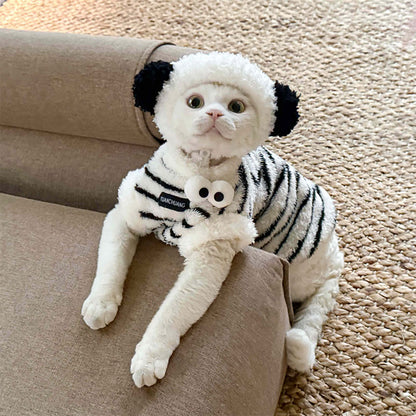 Cute Zebra Stripe Warm Clothes for Hairless Cats