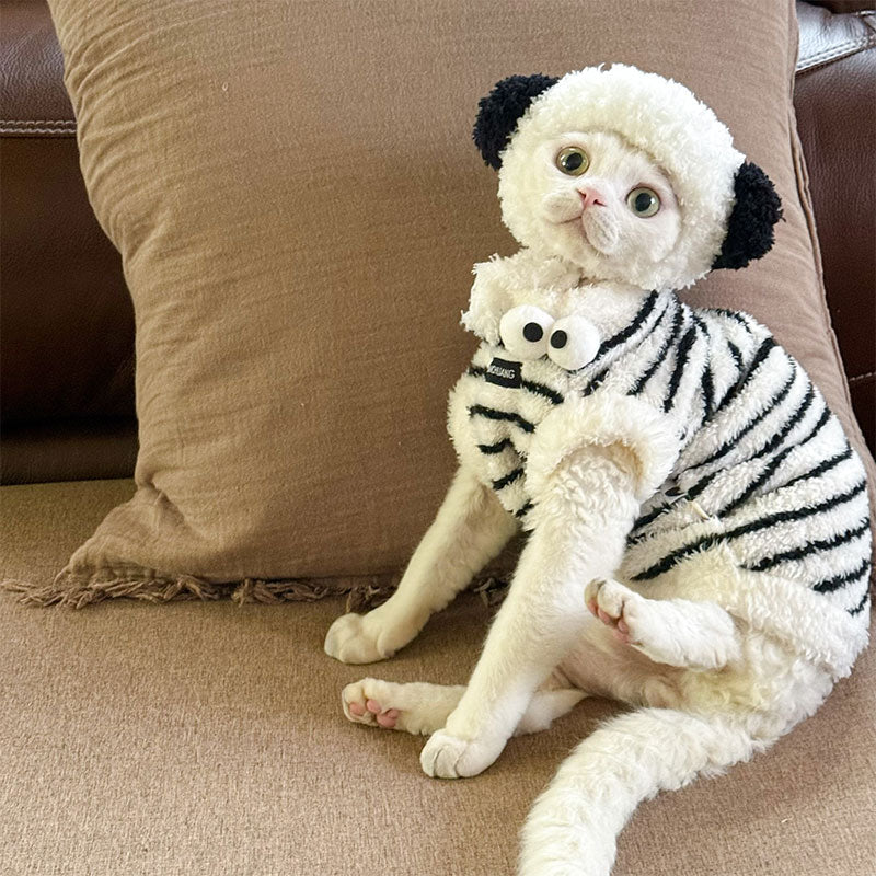 Cute Zebra Stripe Warm Clothes for Hairless Cats