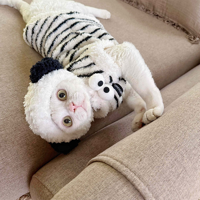 Cute Zebra Stripe Warm Clothes for Hairless Cats