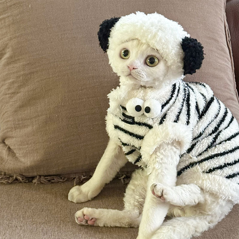 Cute Zebra Stripe Warm Clothes for Hairless Cats