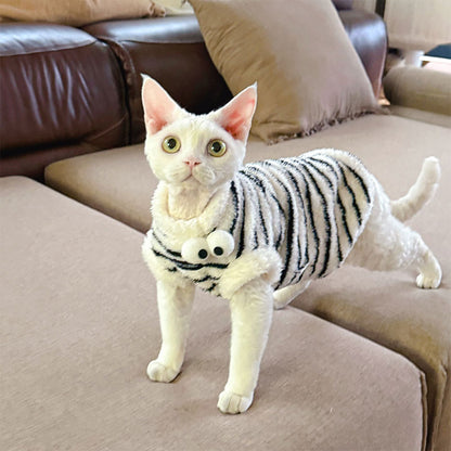 Cute Zebra Stripe Warm Clothes for Hairless Cats