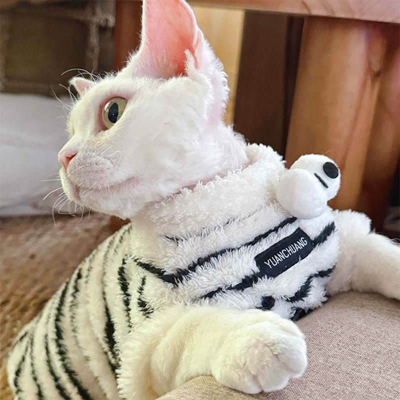 Cute Zebra Stripe Warm Clothes for Hairless Cats