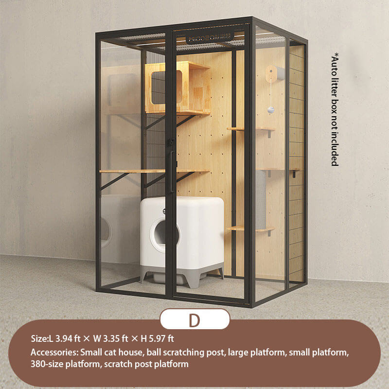 D-Modern Black Cat Villa Full View Indoor Cat Home