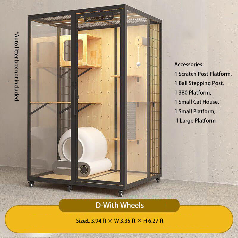 D-Modern Black Cat Villa Full View Indoor Cat Home