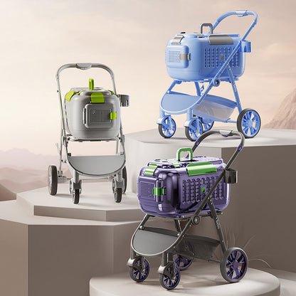 D8 Foldable Box Cat Carrier Stroller with Wheels