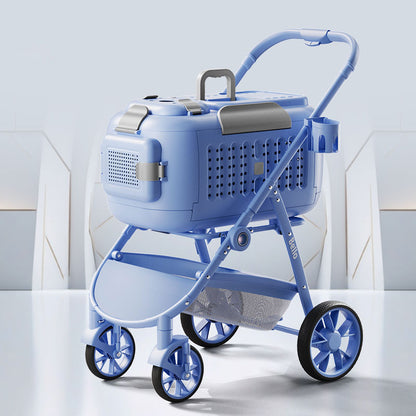 D8 Foldable Box Cat Carrier Stroller with Wheels
