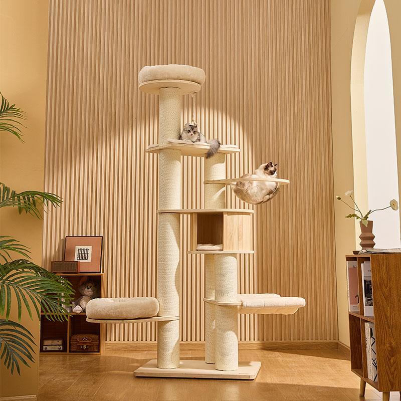 Deluxe Cloud Tower Large Wooden Cat Climbing Tree