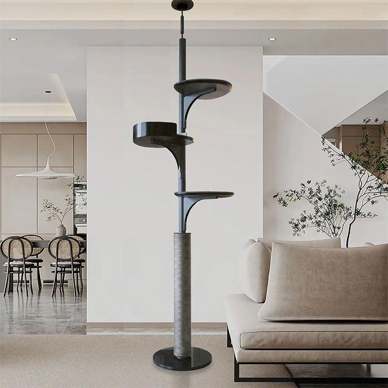 Deluxe Floor to Ceiling Cat Climbing Tree Black