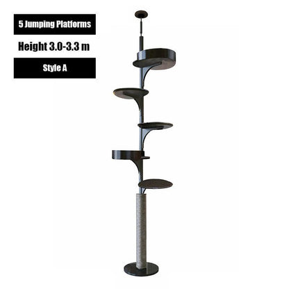 Deluxe Floor to Ceiling Cat Climbing Tree Black