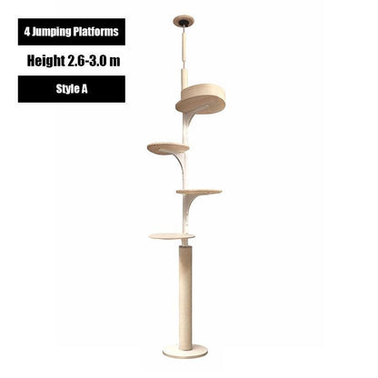 Deluxe Floor to Ceiling Cat Climbing Tree White