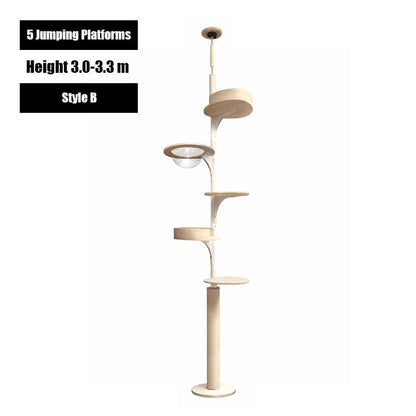 Deluxe Floor to Ceiling Cat Climbing Tree White