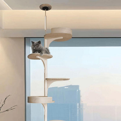 Deluxe Floor to Ceiling Cat Climbing Tree White