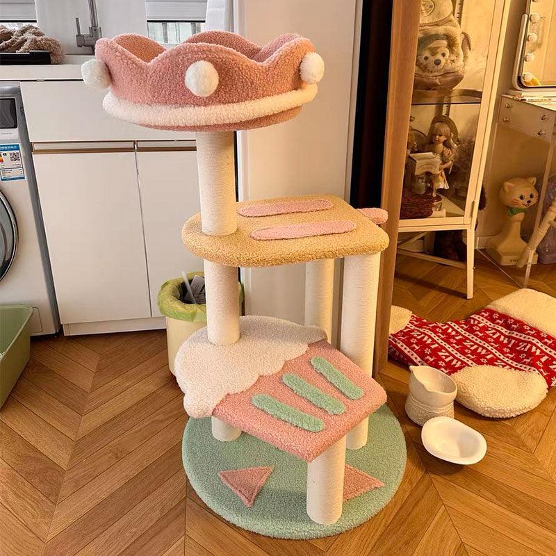 Deluxe Large Cute Cat Tree Pink Ice Cream Climbing Frame Cat Tower