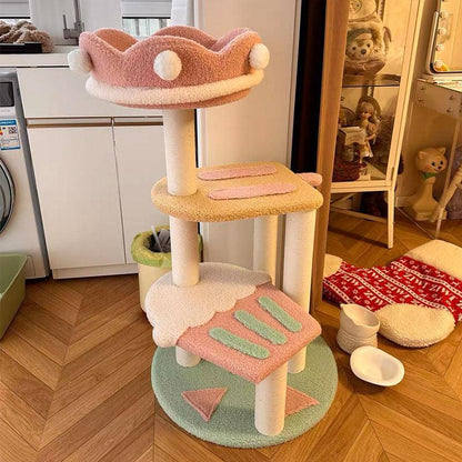 Deluxe Large Cute Cat Tree Pink Ice Cream Climbing Frame Cat Tower