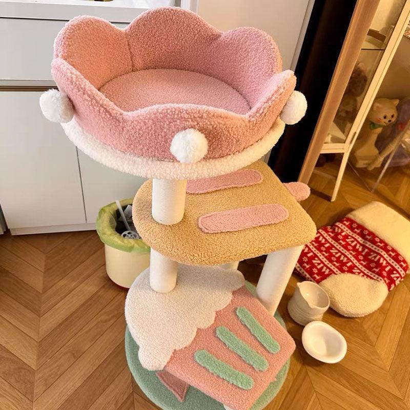 Deluxe Large Cute Cat Tree Pink Ice Cream Climbing Frame Cat Tower