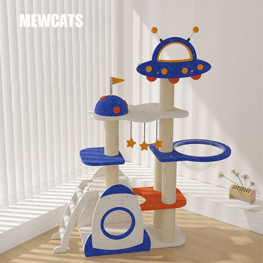 Deluxe Large Space Cat Tree Blue Climbing Frame Cat Tower