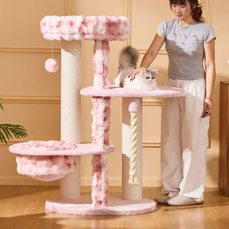 Dreamy Pink Climbing Cat Tree for Large Cats