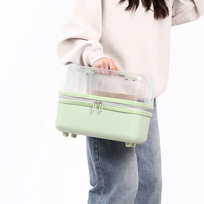 Dual-Layer Clear Cat Trolley Carrier with Wheels