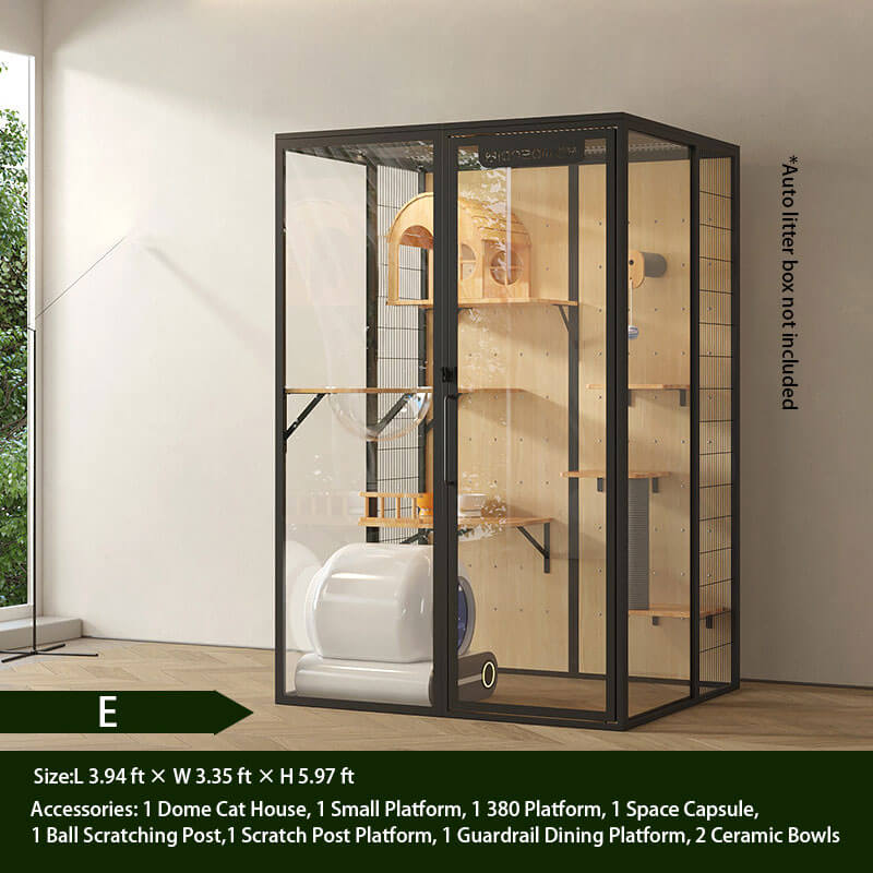 E-Modern Black Cat Villa Full View Indoor Cat Home